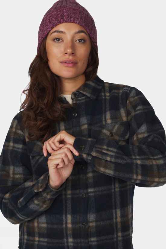 Ayacucho Womens Meadow Fleece Lined Shirt Navy Check