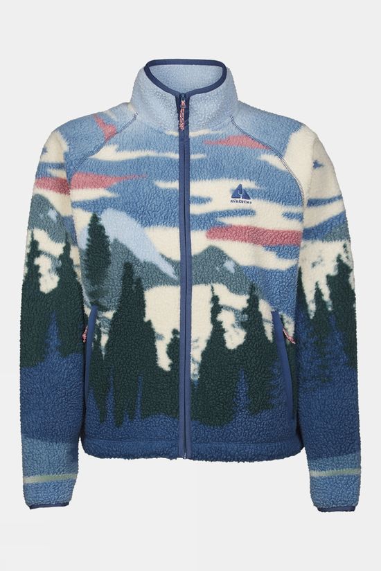 Ayacucho Womens Stonecrop Full Zip Fleece Mood Indigo Pattern