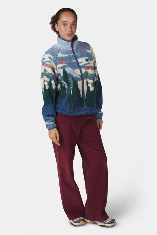 Ayacucho Womens Stonecrop Full Zip Fleece Mood Indigo Pattern
