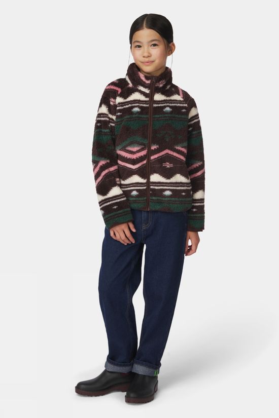 Ayacucho Kids Leyla Printed Full Zip Fleece Chocolate Brown / Nostalgia Rose