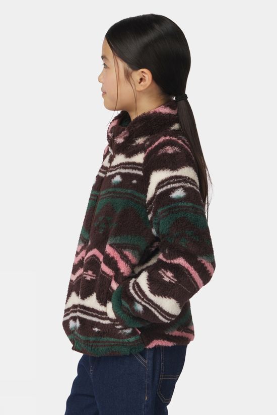 Ayacucho Kids Leyla Printed Full Zip Fleece Chocolate Brown / Nostalgia Rose