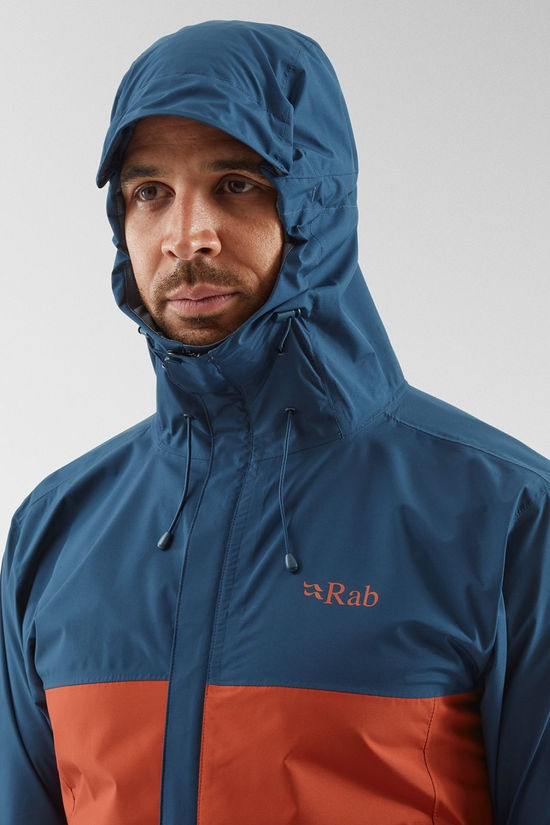 Rab Mens Downpour Eco Jacket Tempest Blue/Tuscan Red