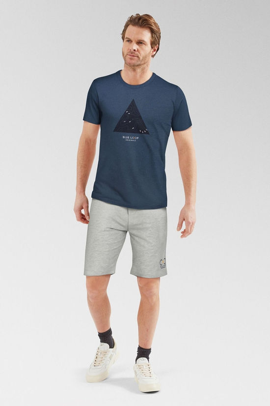 Blue Loop Originals Mens Blue Fleece Shorts Grey Melange