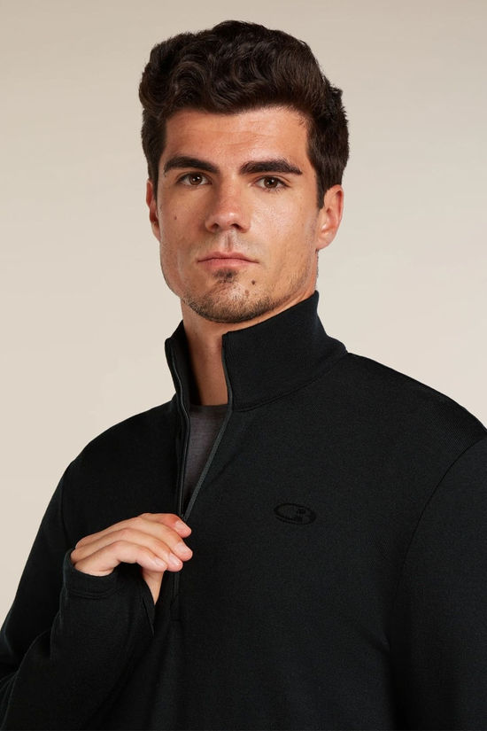 Icebreaker Mens Original Half Zip Base Layer Top Black