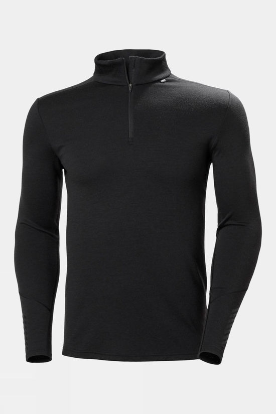 Helly Hansen Mens Lifa Merino Midweight Half-Zip Base Layer Top Black