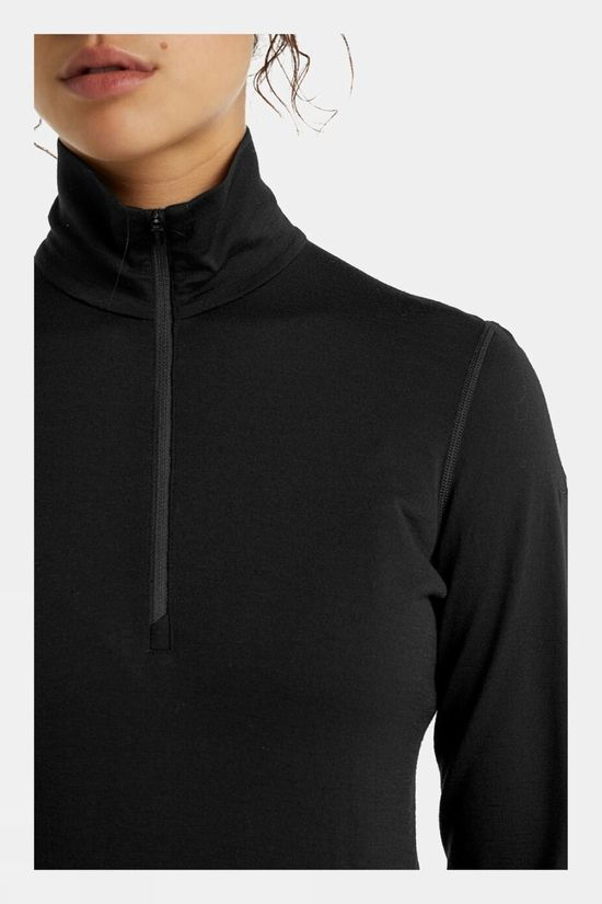 Icebreaker Womens 200 Oasis Long Sleeve Half Zip Thermal Top Black