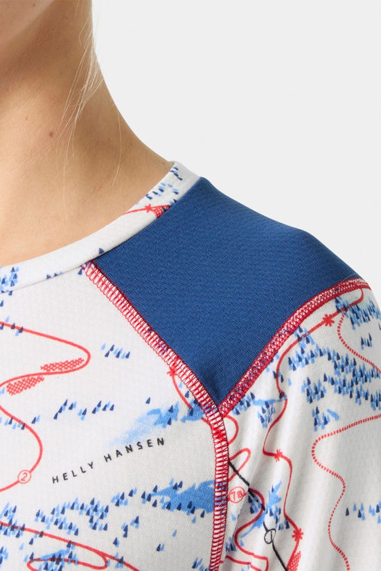Helly Hansen Womens Active LIFA Crew Base Layer Top White Slope Map Aop