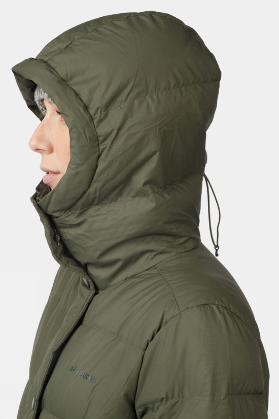Ayacucho Womens Ashness Long Down Jacket Dark Moss