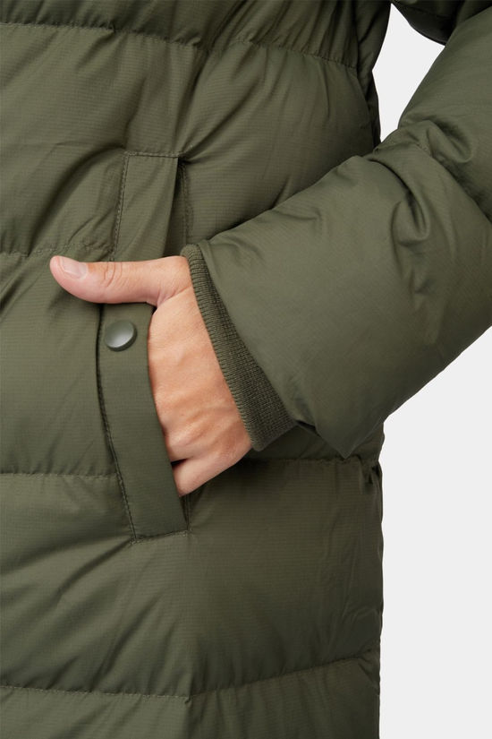 Ayacucho Womens Ashness Long Down Jacket Dark Moss