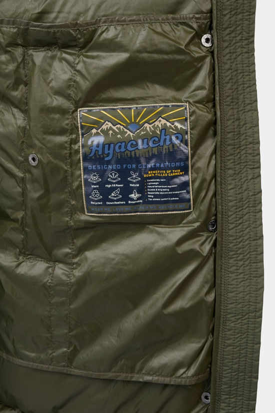 Ayacucho Womens Ashness Long Down Jacket Dark Moss