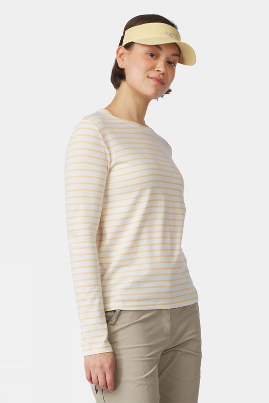 Ayacucho Womens Striped Long Sleeve T-Shirt Sunburst White Stripes