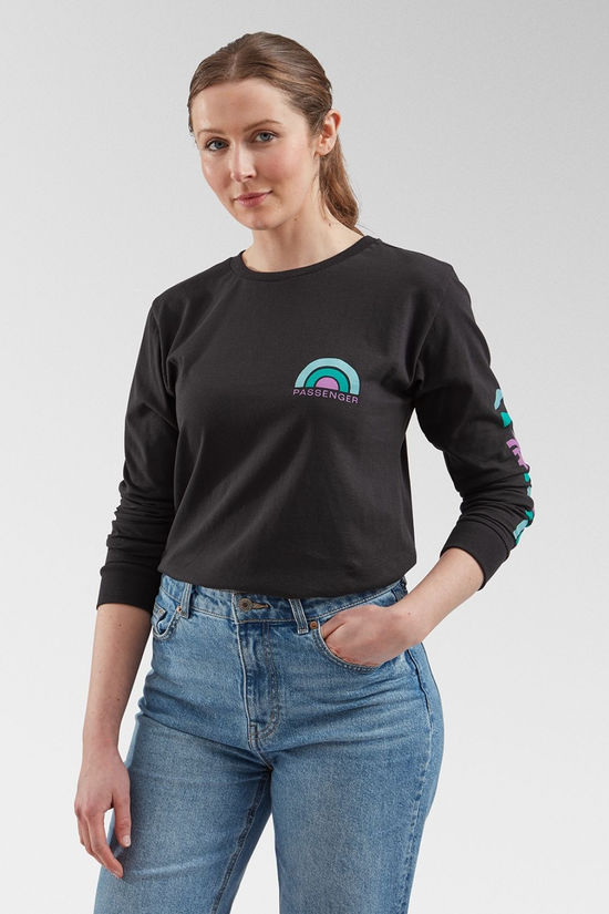 Passenger Womens Papercut Recycled Cotton Long Sleeve T-Shirt Black