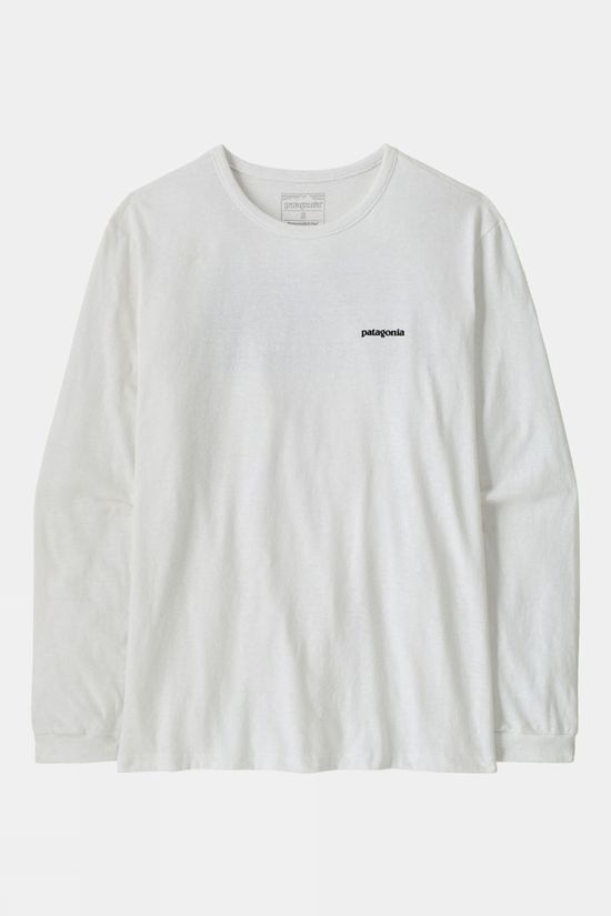 Patagonia Womens Long-Sleeved P-6 Logo Responsibili T-Shirt Fiber White