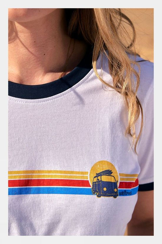 Saltrock Womens Celeste Stripe Ringer T-Shirt White/ White