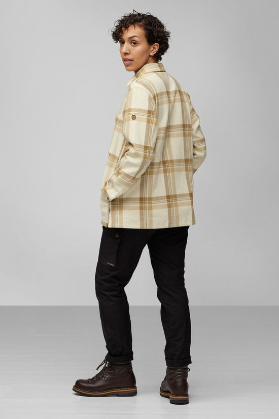 Fjallraven Womens Singi Flannel Overshirt  Chalk White-Dune Beige