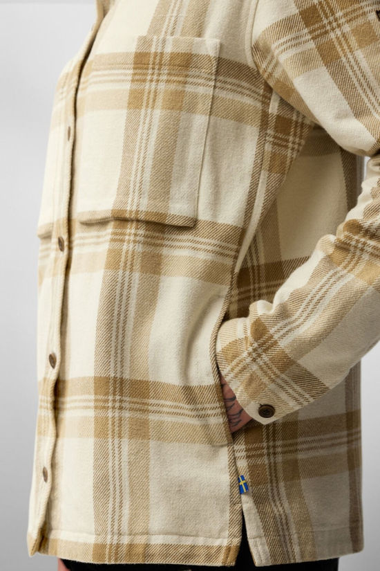 Fjallraven Womens Singi Flannel Overshirt  Chalk White-Dune Beige