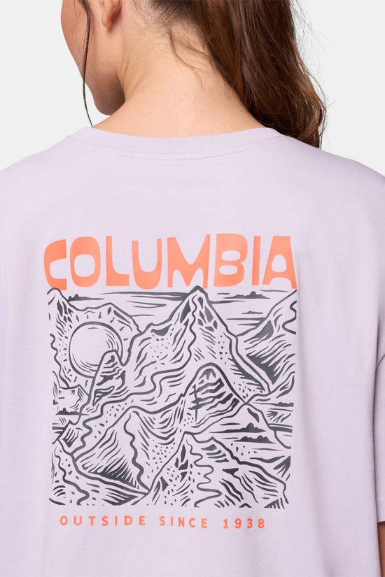 Columbia Womens Rolling Bend Graphic Oversized T-Shirt Lavender Pearl, Mountainview