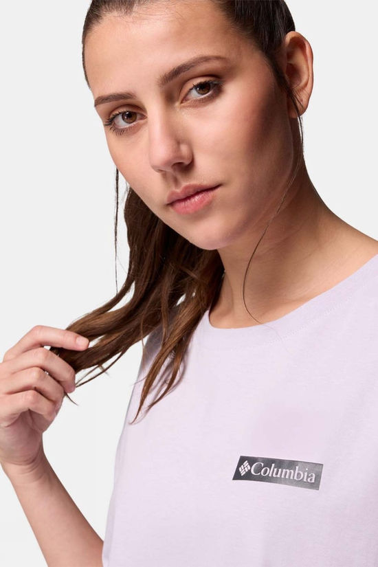 Columbia Womens Rolling Bend Graphic Oversized T-Shirt Lavender Pearl, Mountainview