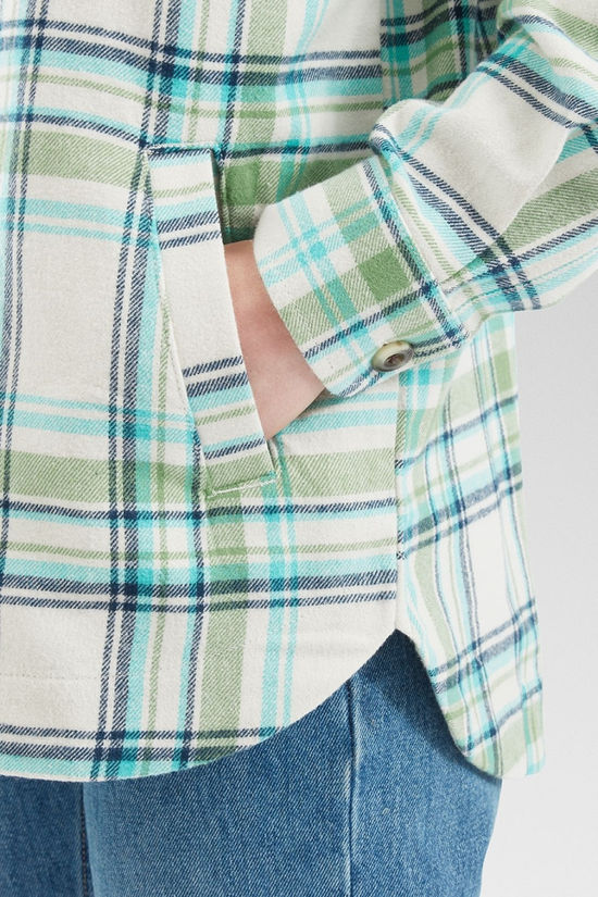 Passenger Womens Stella Organic Cotton Shirt Vintage White/Stem Green Check