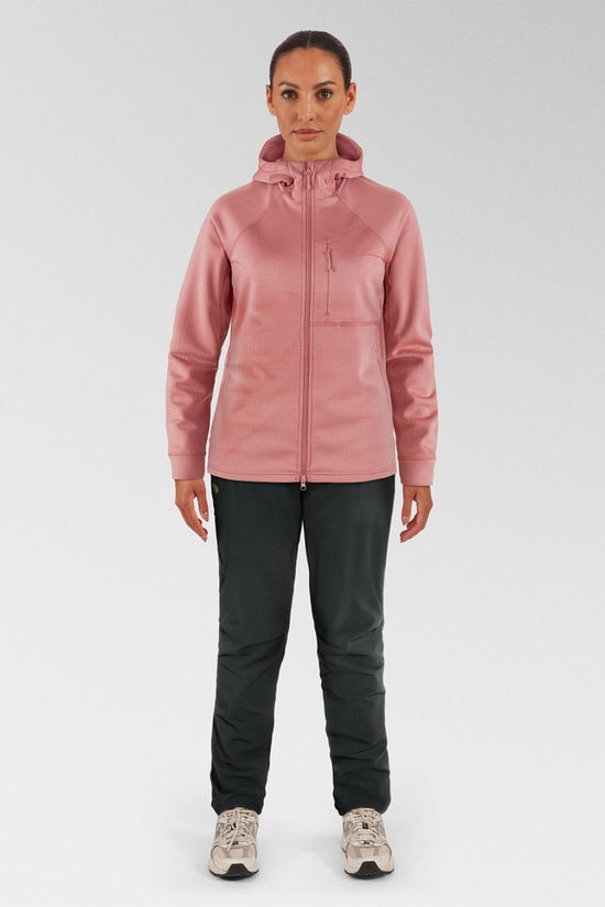 Fjallraven Womens Abisko Grid Hoodie Fleece Jacket Dusty Rose
