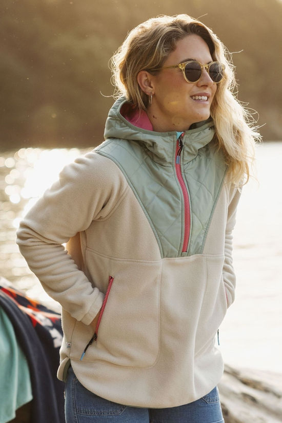 Passenger Womens Juana Recycled Polar Hooded Fleece Oatmeal