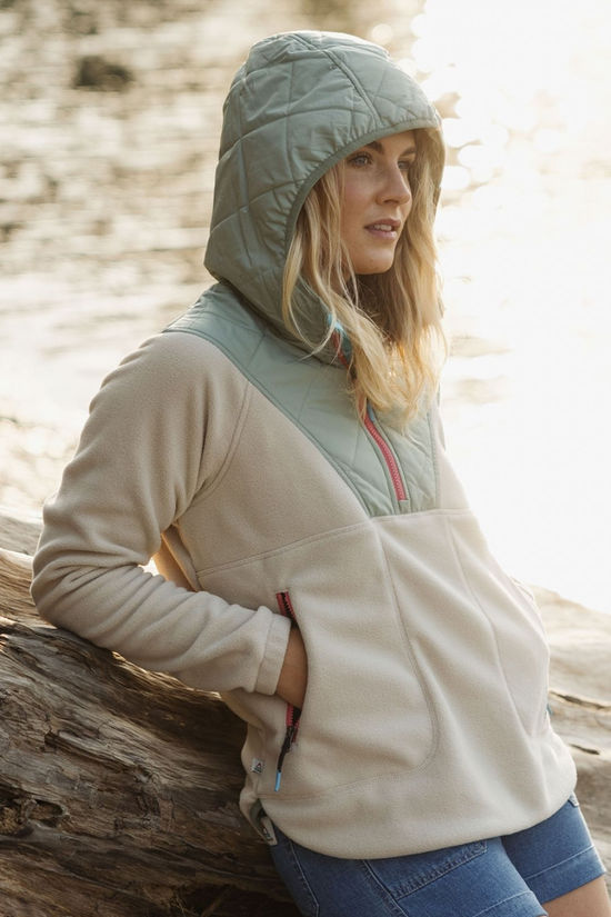 Passenger Womens Juana Recycled Polar Hooded Fleece Oatmeal