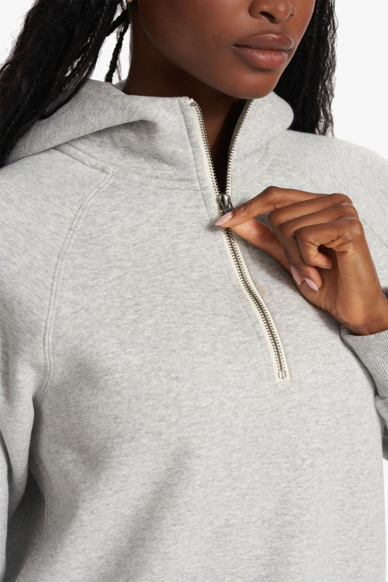 Vuori Womens Restore Half Zip Hoodie Light Heather Grey