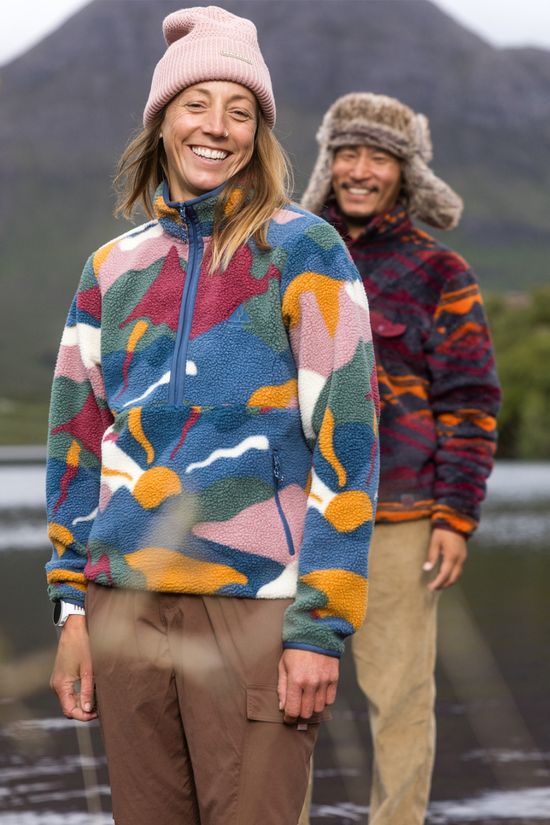 Ayacucho Womens Hemlock Half Zip Fleece Ensign Blue Print