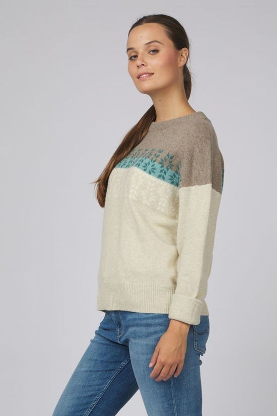 Ayacucho Womens Lugano Jaquard Wool Jumper Stone