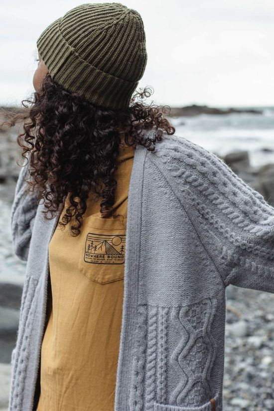 Passenger Womens Seaboard Knitted Cardigan Light Grey Marl