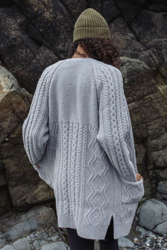 Passenger Womens Seaboard Knitted Cardigan Light Grey Marl
