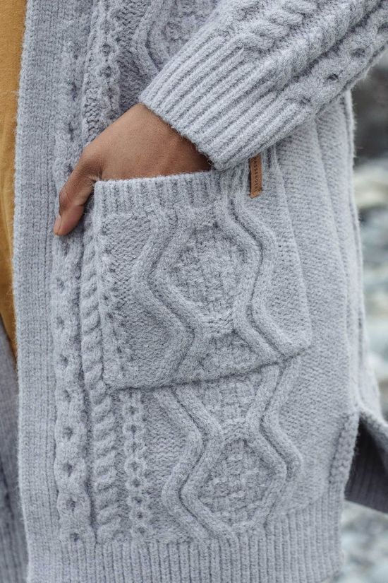 Passenger Womens Seaboard Knitted Cardigan Light Grey Marl