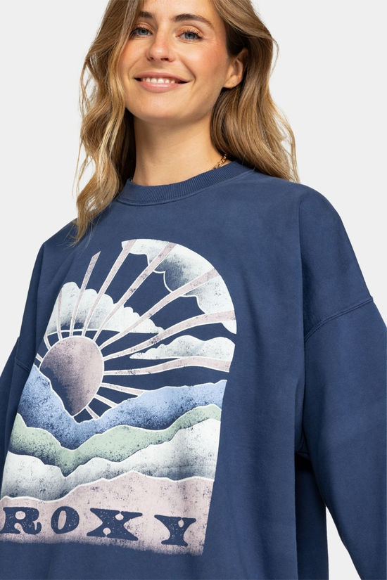 Roxy Womens Lineup Oversized Crew Sweatshirt Naval Academy