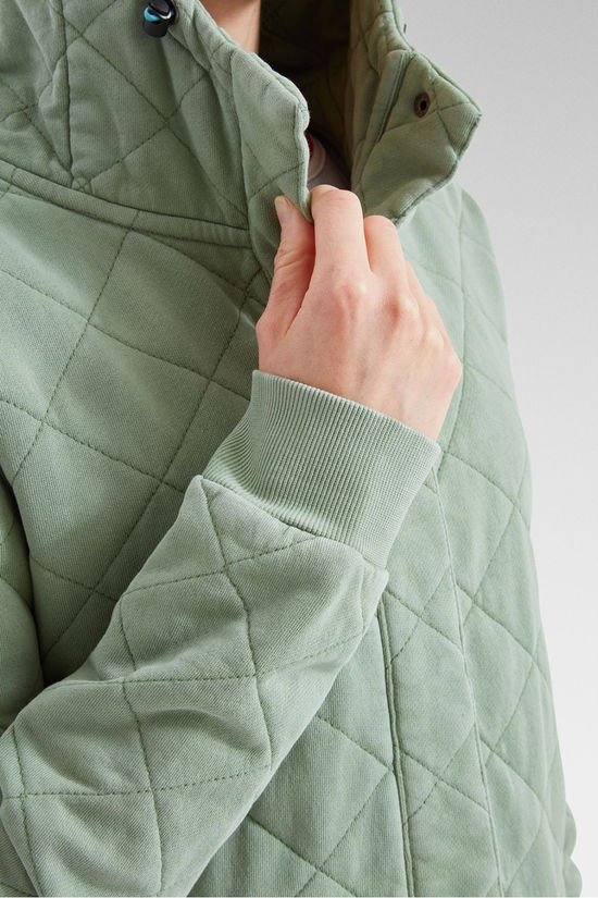 Passenger Womens Clementine Recycled Quilted Popper Up Hoodie Pistachio