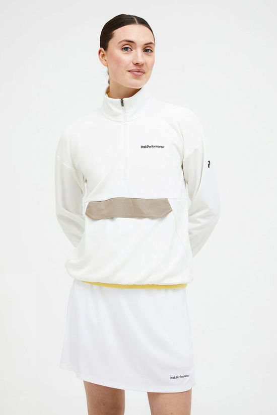 Peak Performance Womens Mid Layer Half Zip Fleece Off White