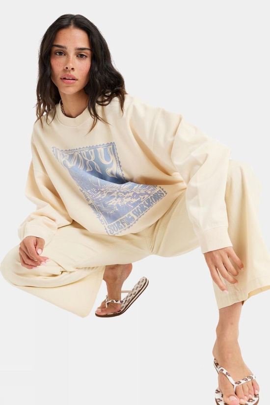 Roxy Womens Lineup Oversized Crew Sweatshirt Parchment
