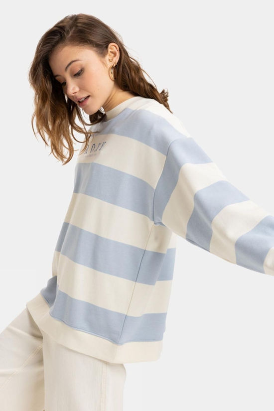 Roxy Womens Strictly Stripes Oversized Sweatshirt Skyway Strictly Stripe