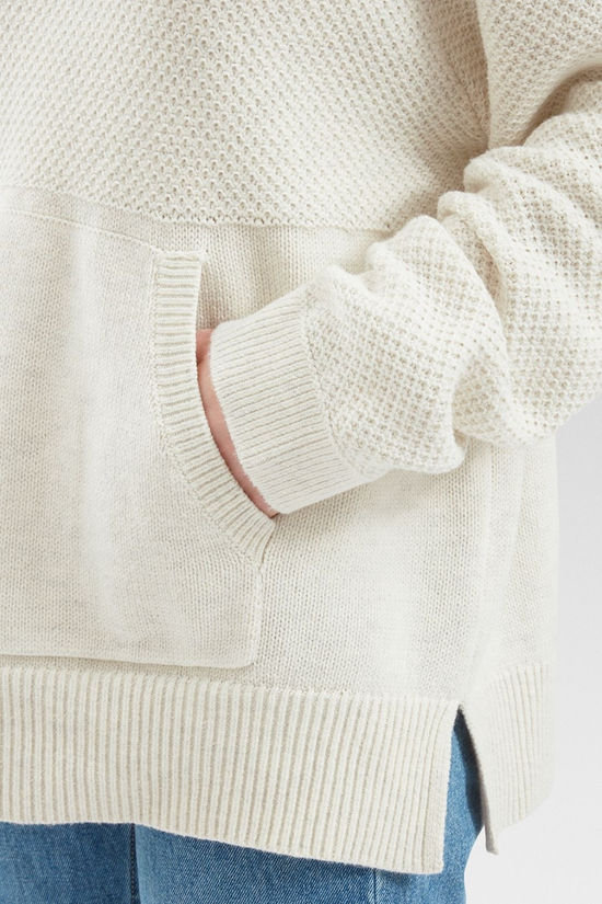Passenger Womens Cove Organic Cotton Knitted Hoodie Off White