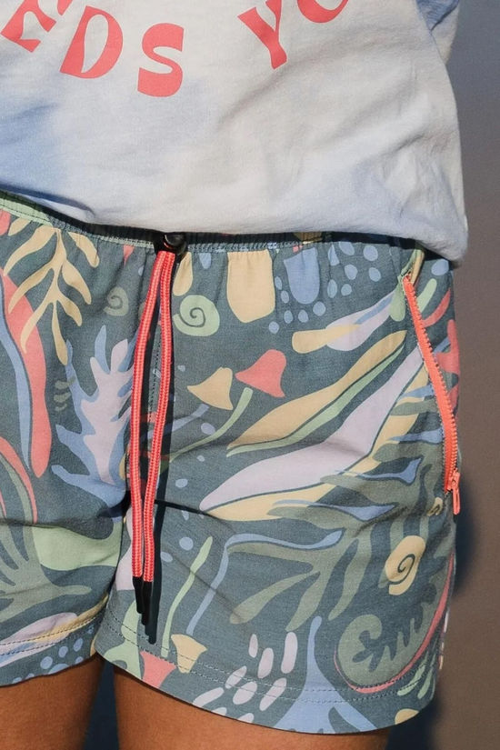 Passenger Womens Way Out Shorts Abstract Seaweed Tidal Blue