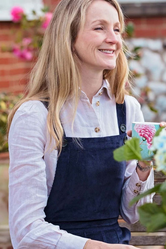 Troy London Womens Stretch Corduroy Dungarees Navy
