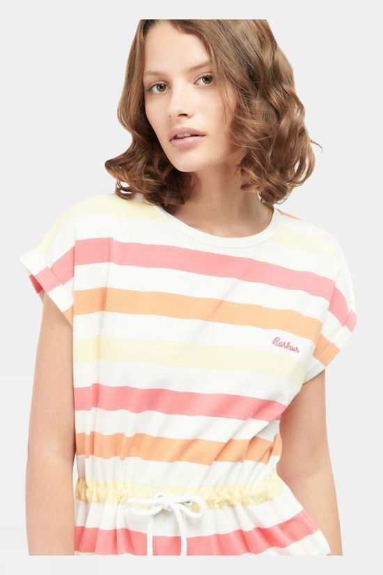 Barbour Womens Marloes Stripe Dress Pink Punch
