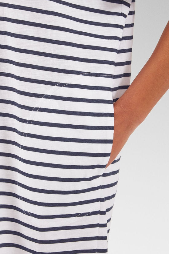 Passenger Womens Olive Oversized Recycled Cotton T-Shirt Dress Navy Stripe