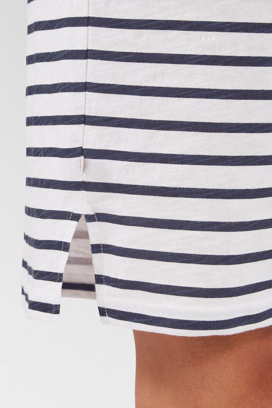Passenger Womens Olive Oversized Recycled Cotton T-Shirt Dress Navy Stripe