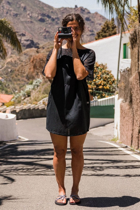 Passenger Womens Sono Linen Smock Dress Black