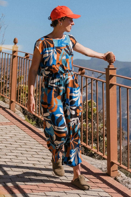 Passenger Womens Thimbleberry Jumpsuit Mountain Foliage Blue