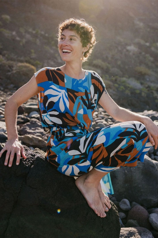 Passenger Womens Thimbleberry Jumpsuit Mountain Foliage Blue