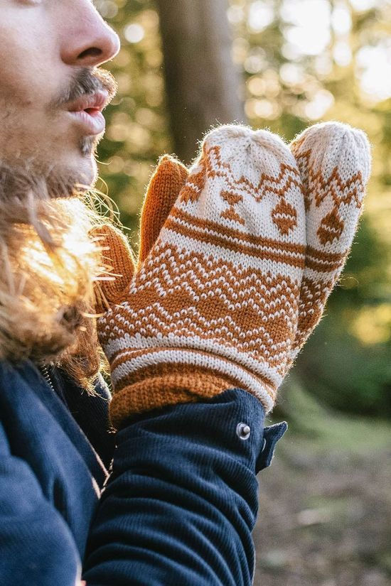 Passenger Unisex Powder Fleece Lined Recycled Acrylic Mittens Glazed Ginger