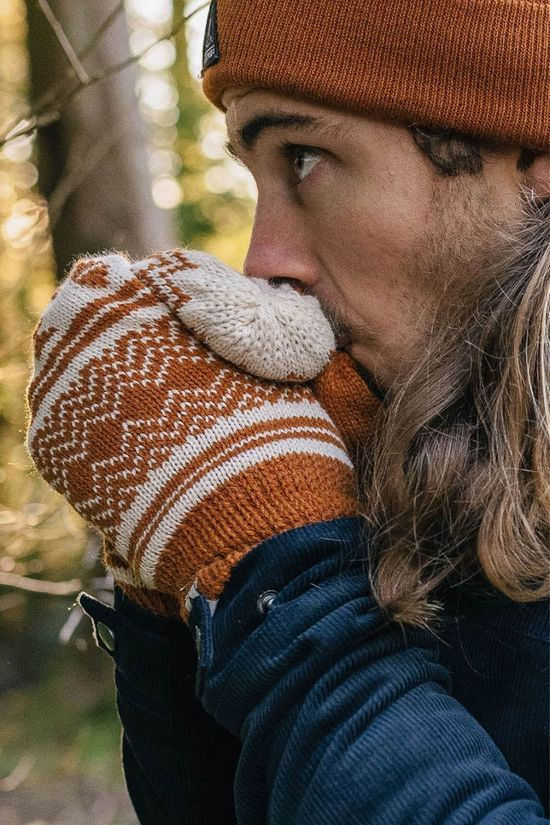 Passenger Unisex Powder Fleece Lined Recycled Acrylic Mittens Glazed Ginger