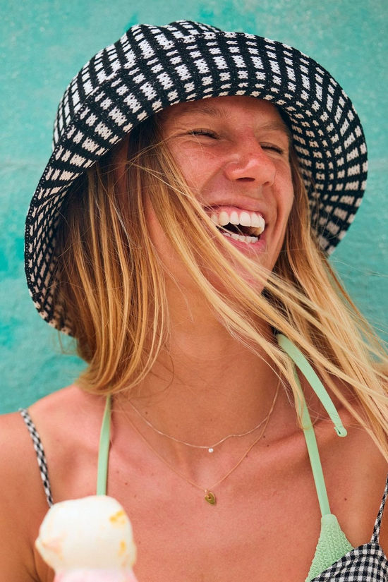 Roxy Womens Big Swell Hat Anthracite Check Me Out Yw