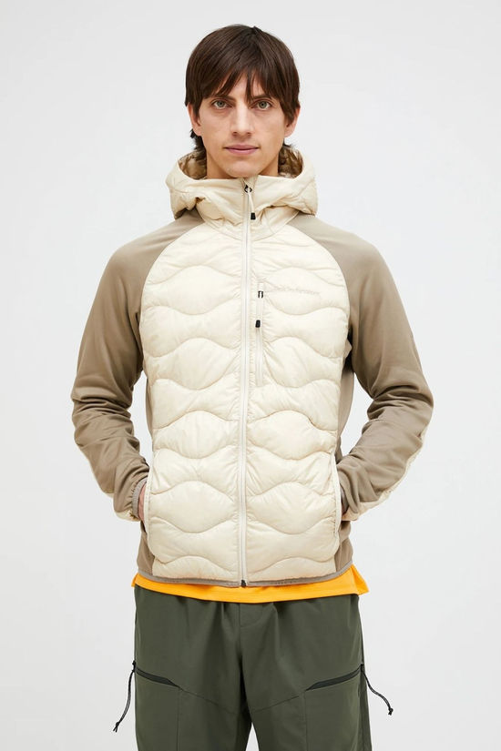 Peak Performance Mens Helium Down Hybrid Hood Jacket Sand Fog-Sand